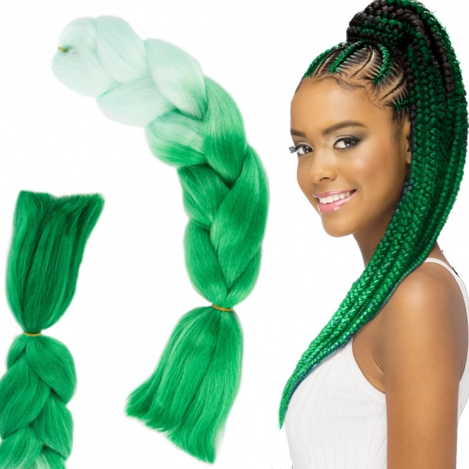 Cheveux tressés synthétiques en ombré vert