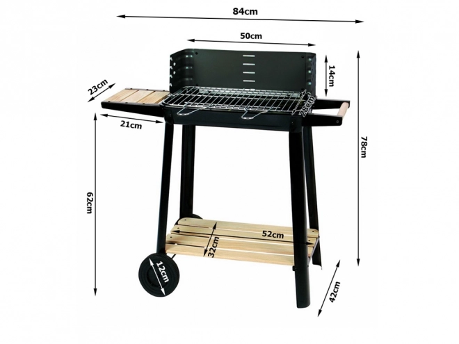 Gril de jardin portable au charbon de bois avec grille réglable et étagères