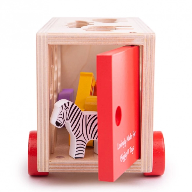 Bigjigs Toys Voiture en bois avec animaux safari