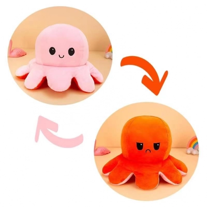 Poulpe réversible 40 cm - orange et rose