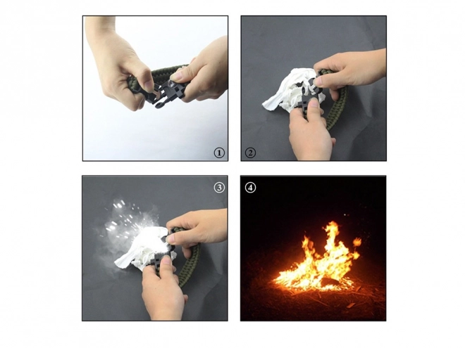 Bracelet de survie avec boussole et allume-feu