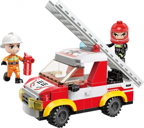 Deux figurines de pompiers et accessoires