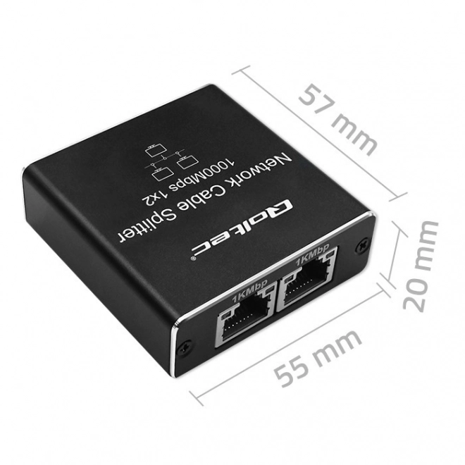 Diviseur mini SWITCH 1x2 ports RJ45 | 1000 Mbps | USB-C| Aluminium