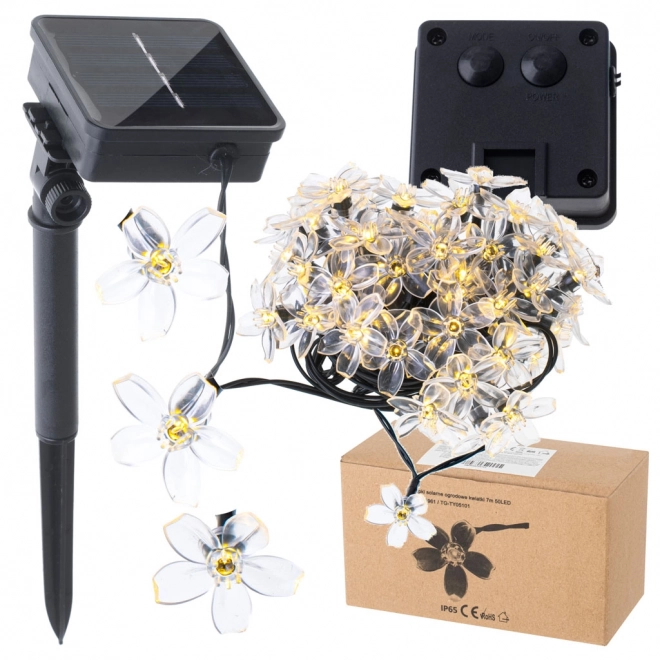 Éclairage de jardin solaire floral 7m 50LED blanc chaud