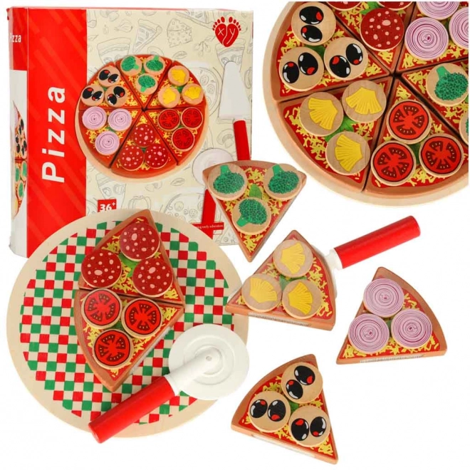 Ensemble de jeu en bois Pizza avec accessoires