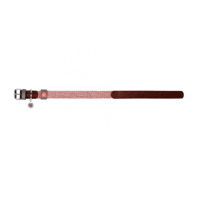 Collier pour chiens en cuir naturel et matériel recyclé avec code QR Waudog taille S, largeur 15 mm, marron