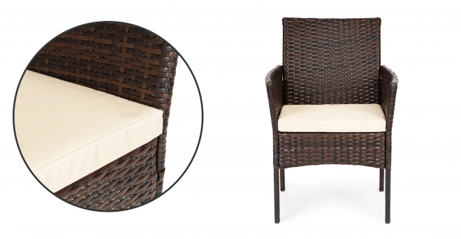 Mobilier de jardin en rotin PREGASIO avec 4 chaises et table avec plateau en verre