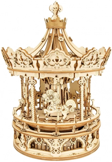 Carrousel avec chevaux - boîte à musique - maquette 3D en bois