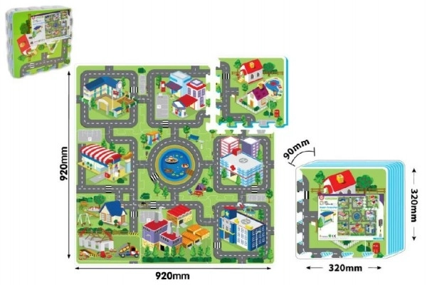 Puzzle en mousse avec motif de ville 9 pcs