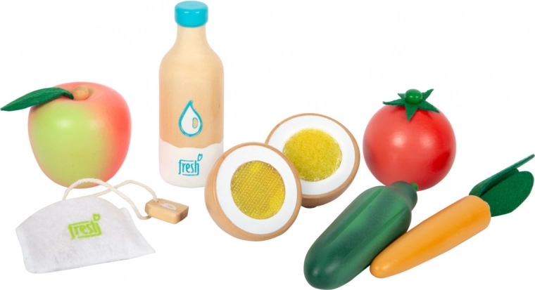 Fruits et légumes en bois avec souci du détail