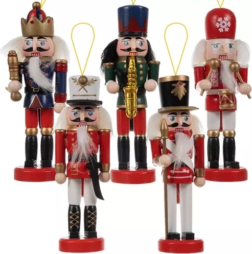 Set de cinq casse-noisettes en bois de Noël