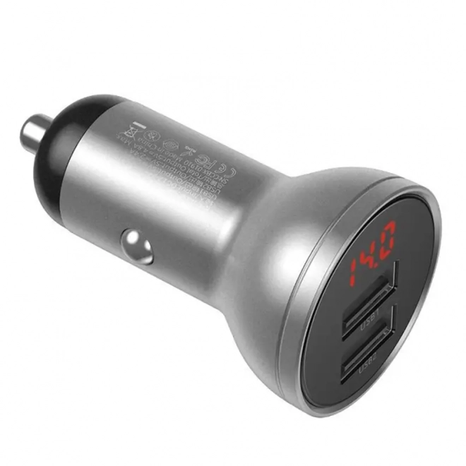 Chargeur de voiture Baseus avec 2 ports USB et écran LED