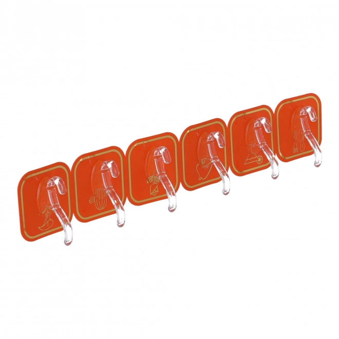 Crochets autocollants 6 pièces - orange