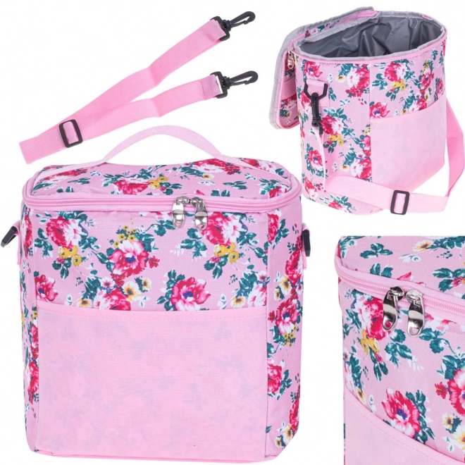 Sac isotherme à motif floral 11L rose