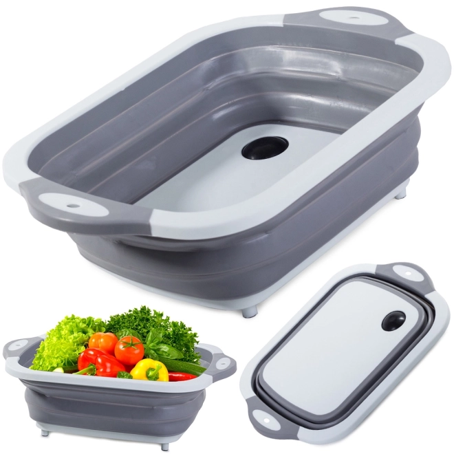 Égouttoir pliable en silicone avec planche à découper