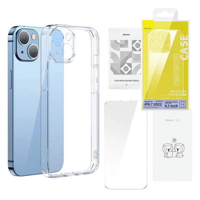 Coque de Verre Transparente Baseus SuperCeramic et ensemble de verre trempé pour iPhone 14 – Plus