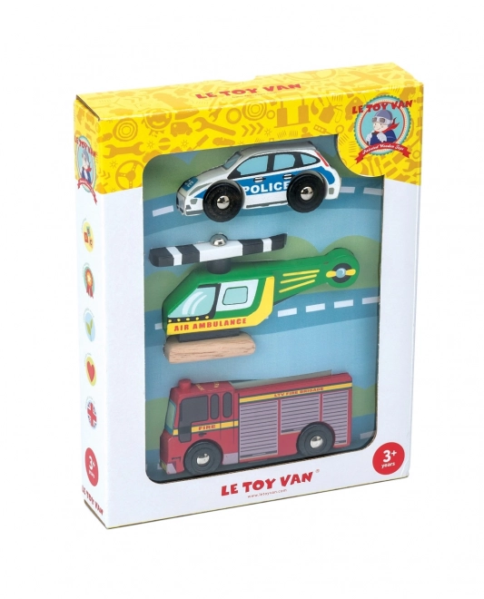 Le Toy Van ensemble de petites voitures de sauvetage en bois
