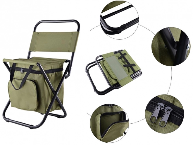 Chaise de pêche pliable avec dossier et sac isotherme