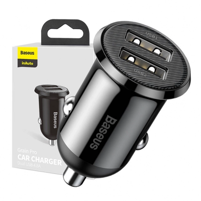 chargeur voiture Baseus Grain Pro 2x USB noir