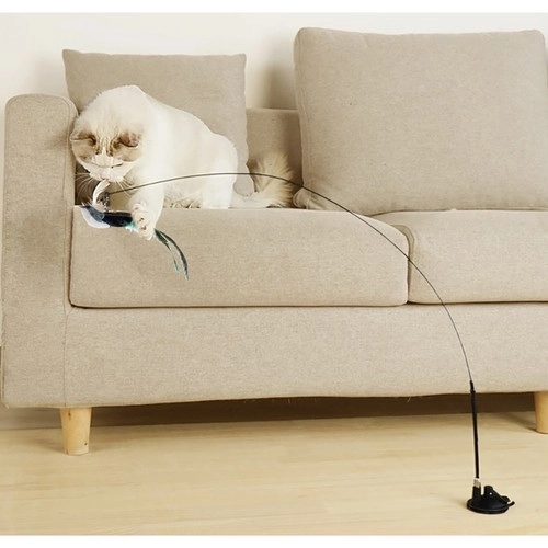 Jouet pour chats avec ventouse et oiseau