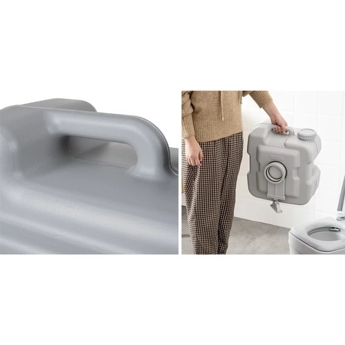 Trizand 24498 Toilette de camping portable 20 + 12 l, grise
