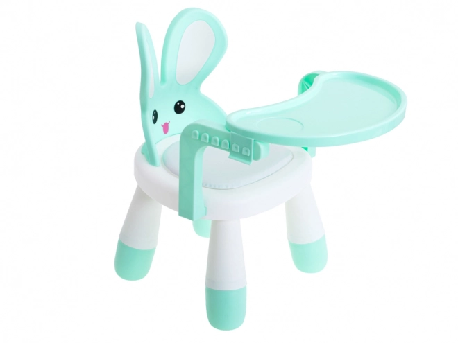 Chaise de nourrissage et de jeu avec table turquoise