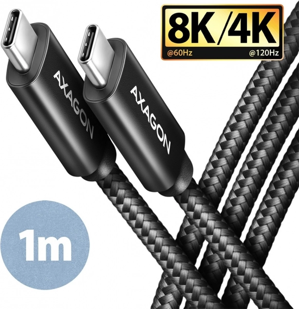 Câble USB‑C vers USB‑C, USB4 Gen 3x2 1 m, PD 100 W, 8K HD, ALU, tressé noir