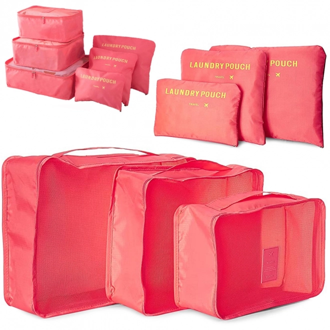 Organisateurs de voyage en filet pour bagage x6 – růžové