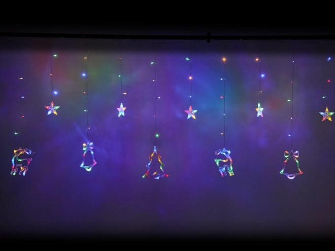 Rideau LED multicolore avec motifs de Noël - 2,5 m, 138 LED