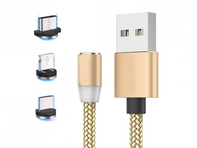 Câble de charge magnétique 3-en-1 micro USB, type-c et lightning, 1m