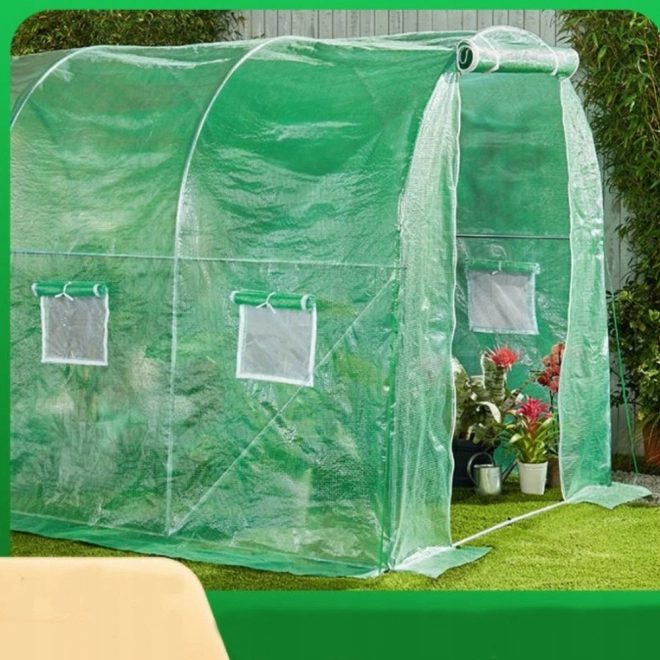 Tunnel de jardin en bâche 4x2,5x2m 10m² vert