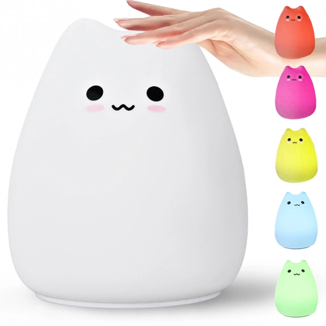 Lampe de nuit en silicone pour enfants, Chat RGB au toucher