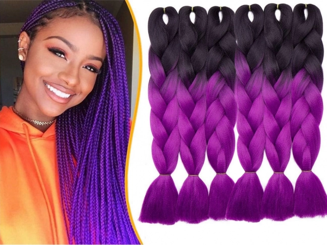 Cheveux synthétiques en ombre violet pour tressage