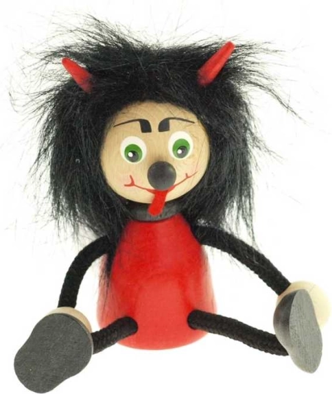 Petite figurine en bois diablotin