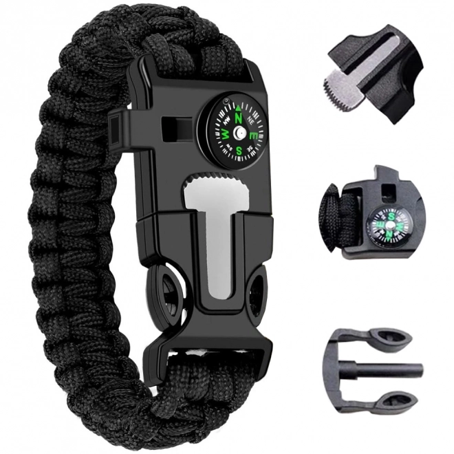 Bracelet de survie avec boussole et allume-feu