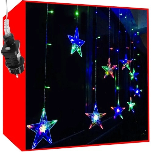 Rideau LED coloré avec étoiles - 2,5 m, 108 LED