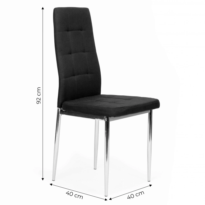 Ensemble de 4 chaises noires pour le salon et la salle à manger avec pieds chromés
