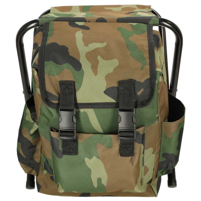 Chaise pliante de randonnée sans dossier avec sac à dos en motif camouflage