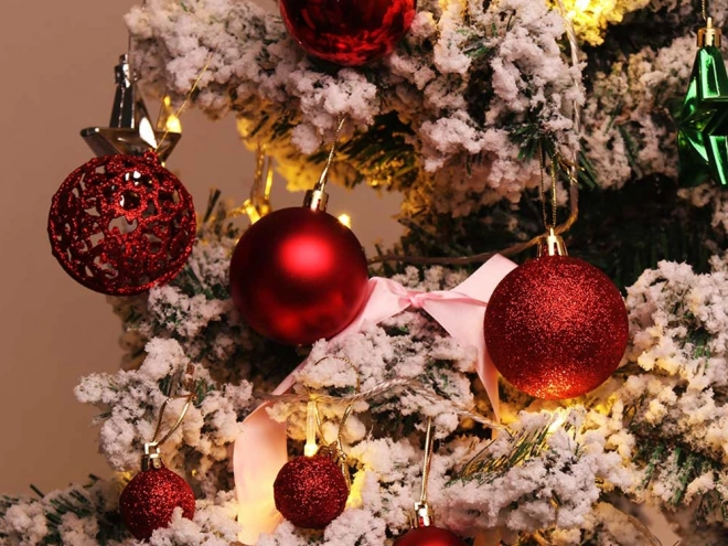 Décorations de Noël pour sapin - ensemble de 100 pièces avec étoile rouge