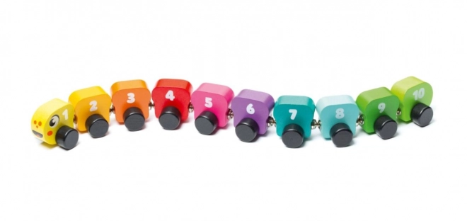 CUBIKA 15399 Chenille colorée avec chiffres - jouet en bois avec aimants 10 pièces