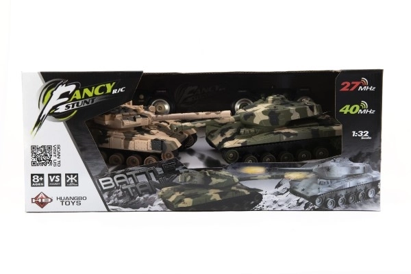 Tank RC 2ks 25cm bataille de chars+paquet recharge 27MHZ et 40MHz camouflé avec son et lumière dans la boîte 50x20x23cm