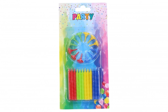 Bougies avec supports, ensemble de 24 pièces