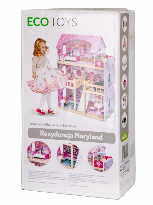 Maison de poupée en bois avec meubles de ECOTOYS