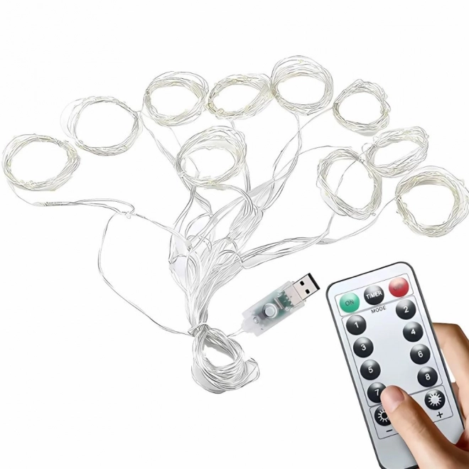 Rideau lumineux de Noël 300 LED blanc chaud USB