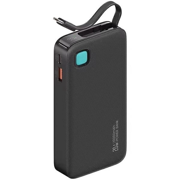 Powerbank avec une capacité de 10000mAh et charge rapide 20W avec câble USB-C intégré