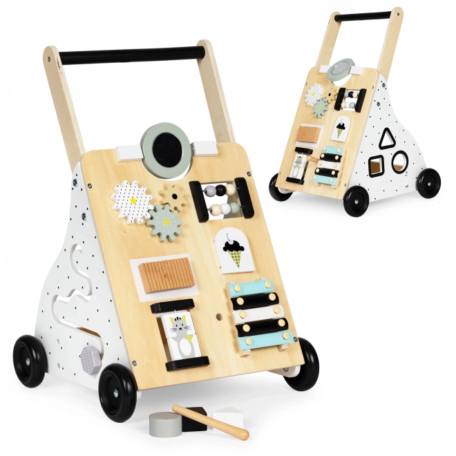 Chariot éducatif en bois poussable pour enfants