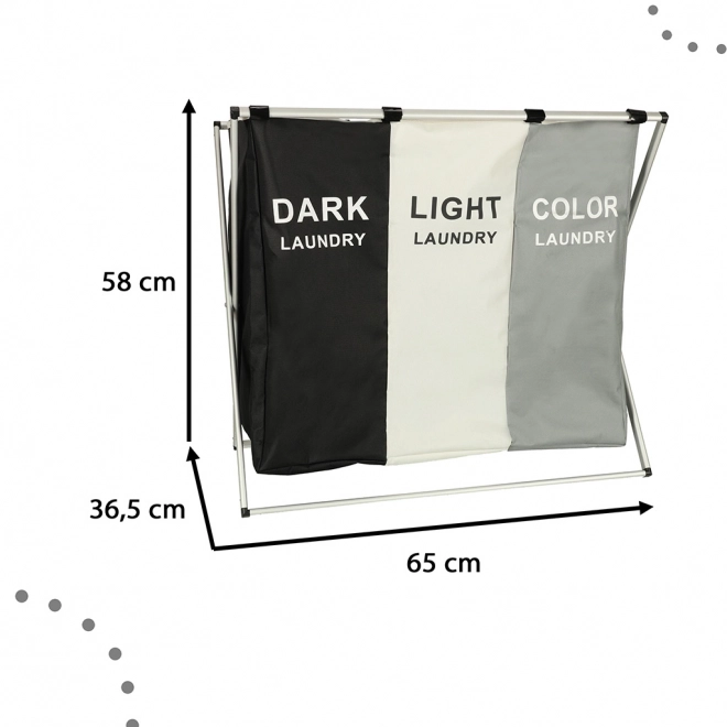 Organisateur pour trier le linge sale avec 3 compartiments - 135l
