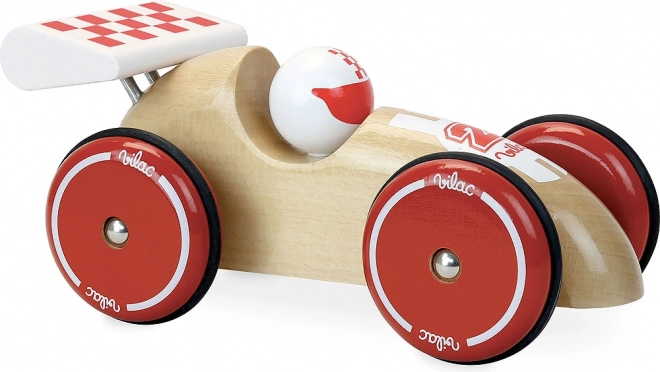 Voiture de course en bois XL avec aile blanche