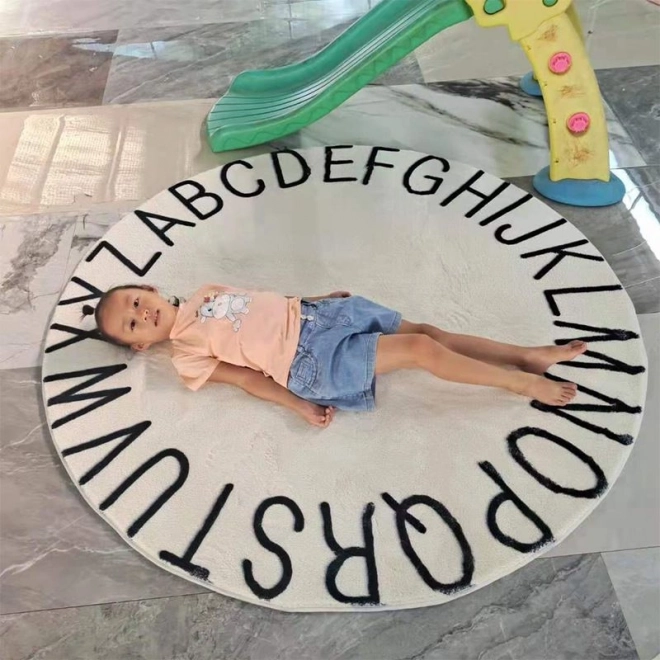 Tapis rond antidérapant 80 x 80 cm - motif alphabet