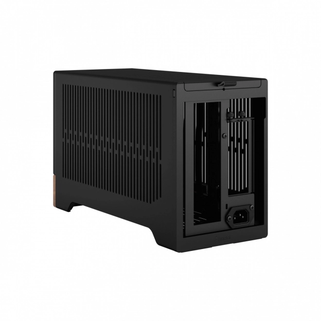 Boîtier d'ordinateur noir élégant avec base en bois